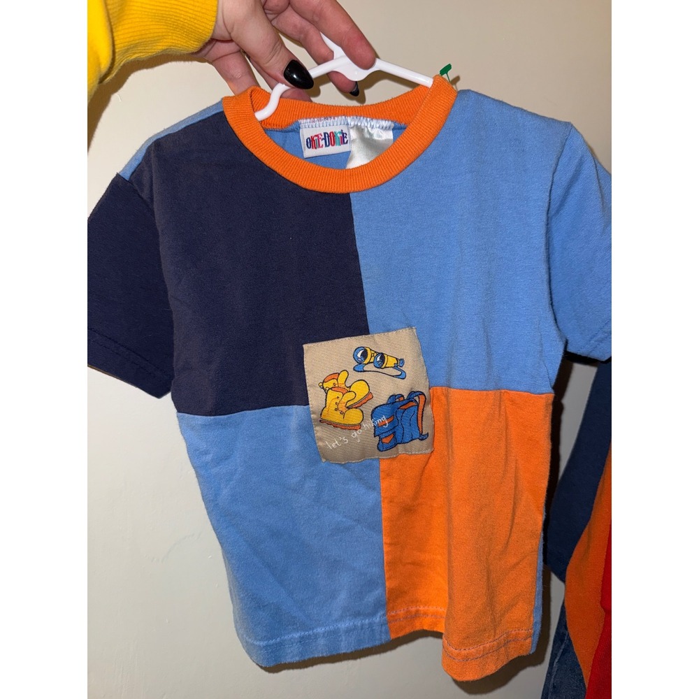 Vintage Okie Dokie Kids Colorblock Hiking Patch T-Shirt 3t